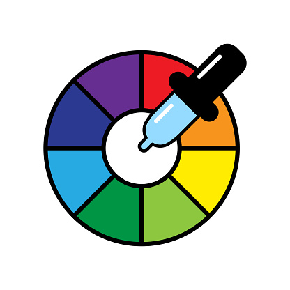 Color wheel with dropper. Digital color selection tool. Graphic design essential. Vector illustration. EPS 10. Stock image