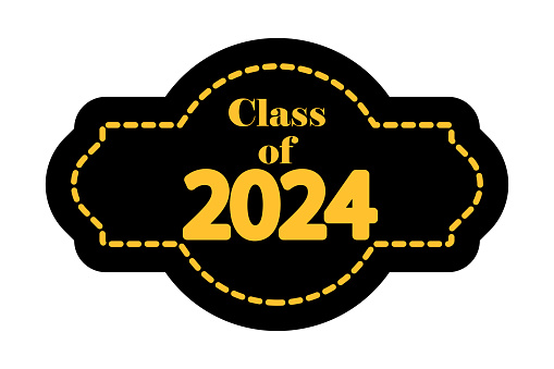 Vintage-inspired badge celebrating the Class of 2024. Vector illustration. EPS 10. Stock image.