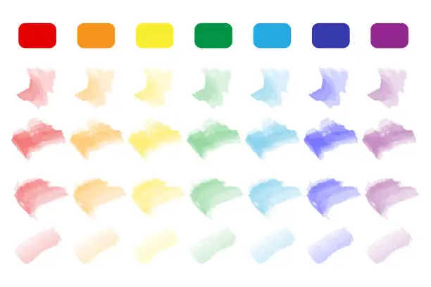 Vector illustration of Color swatches and brush strokes. Artistic watercolor collection. Digital painting elements. Vector illustration. EPS 10.