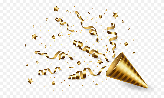 Party Ribbons Exploding Gif Vector Exploding Realistic Golden Party Popper With Gold Ribbons And ...