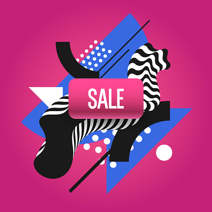 Original sale poster for discount. Vector illustration. Composition with geometric shapes. Abstract background for design. A template for advertising in a modern style.