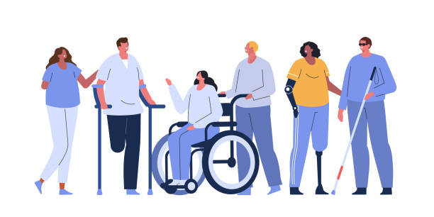 illustrazioni stock, clip art, cartoni animati e icone di tendenza di people - menomazione