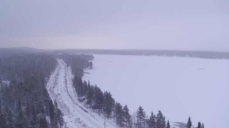 Snow landscape in the town of Gällevari in Sweden