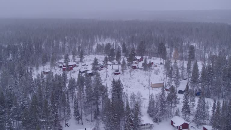 Snow landscape in the town of Gällevari in Sweden