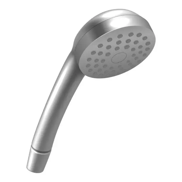 Vector illustration of Shower head bathroom metallic equipment for water flow stream realistic vector illustration