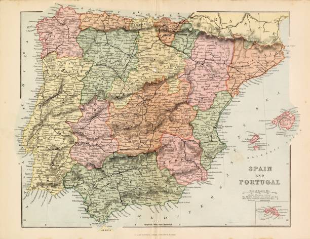 istock SPAIN AND PORTUGAL Antique 1880 Map Stock Image 2103654226