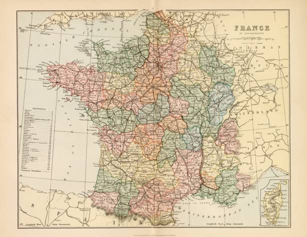 istock FRANCE in Departments, Vintage 1880 Map. 2103654281