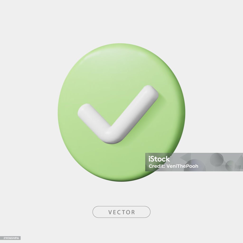 3d Green Circle Check Button Stock Illustration - Download Image Now ...