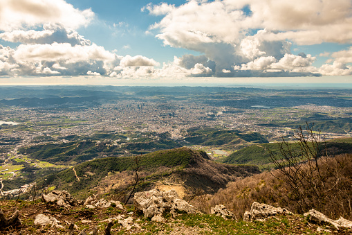 Mountain view over the city of Tirana