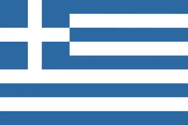 Vector illustration of Greece flag. Standard color. Rectangular icon. A rectangular flag. Digital illustrations. Computer illustration. Vector illustration.