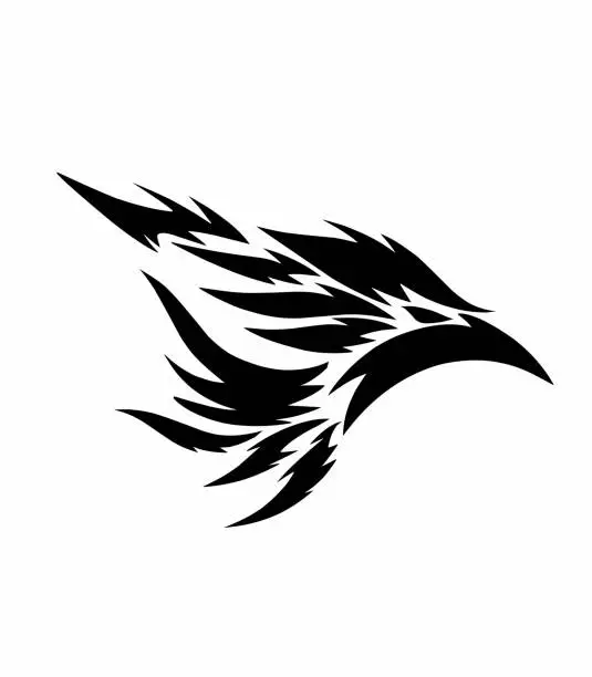 Vector illustration of abstract design tribal art crow head bird