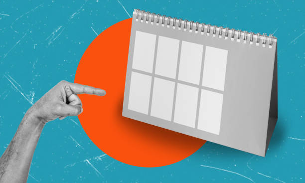 istock Art collage featuring an image of a calendar and a pointing finger. 2103724671