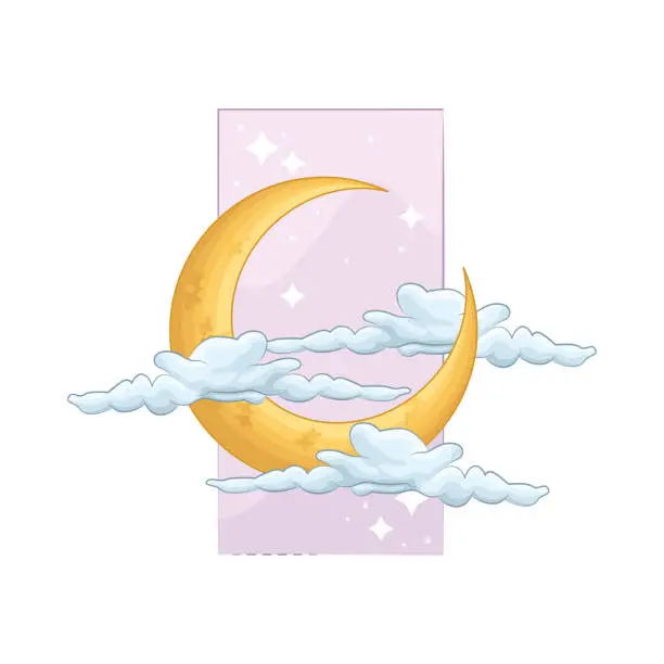 Vector illustration of Moon and clouds