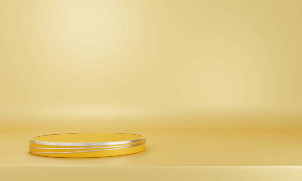 istock Podium   yellow color production business  background  3d rendering 2103837365
