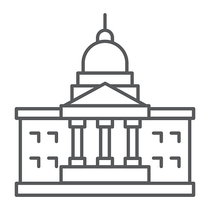 Congress line icon, outline style icon for web site or mobile app, election and politics, government building vector icon, simple vector illustration, vector graphics.