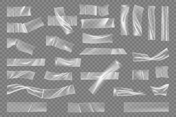 Vector illustration of Realistic plastic strip with creased texture