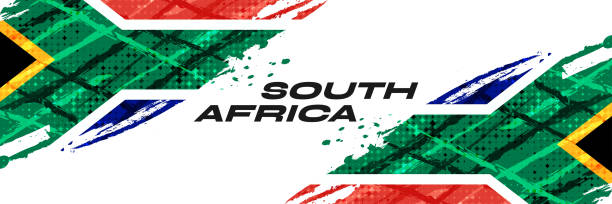 istock South Africa Flag with Brush Paint Style and Halftone Effect. South Africa Flag Background with Grunge Concept 2103866549