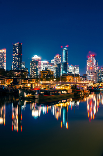 Greenland Quay Dock, Canada Water, Surrey Quays, London Docklands at night