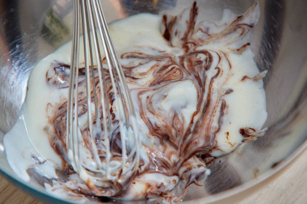Whisking a Mixture of Chocolate and Cream
