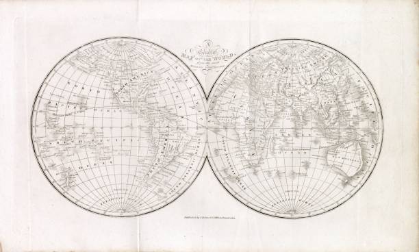 istock WORLD MAP - Rare Antique Print - J. Robins & Co. Albion Press London 1800s 2103887098