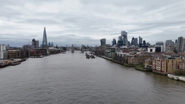 River Thames London UK drone,aerial