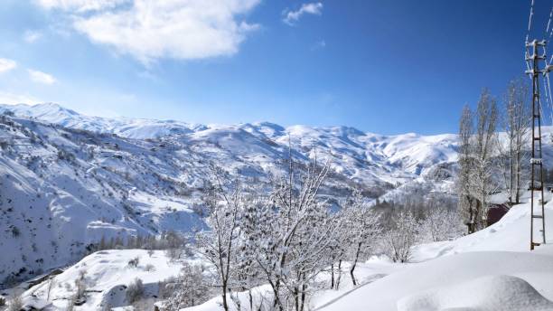 istock snowy and sunny winter landscape 2103908302