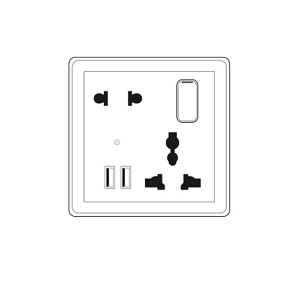 AC Power plug 2 and 3 Pin Multi Switched Socket Outlet with USB and Neons