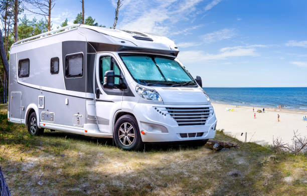 istock Holidays in Poland - camper at Baltic seashore 2103959389