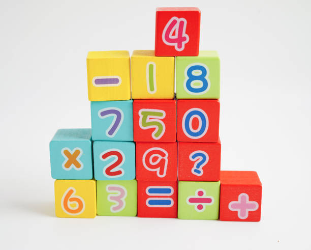 istock Number wood block cubes for learning Mathematic, education math concept. 2104017661