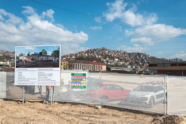 Construction site of the first Lidl retail facility in Sarajevo stock photo