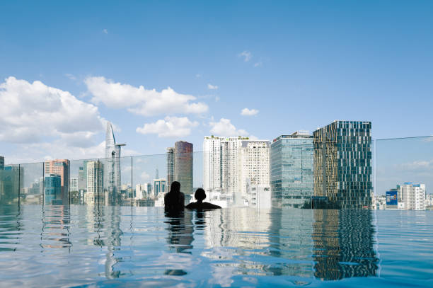 istock Swimming in infinitya pool with a view over Ho Chi Minh City 2104030860