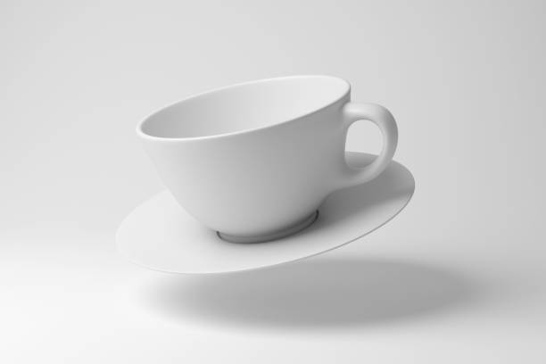 istock White coffee cup floating in mid air on white background in minimalism and monochrome. Illustration of the concept of coffee, teatime, break and relaxation 2104067464