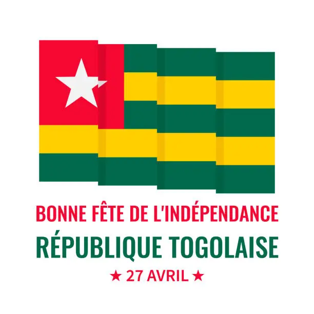 Vector illustration of Togo Independence Day typography poster in French. National holiday on April 27. Vector template for banner, greeting card, flyer, etc