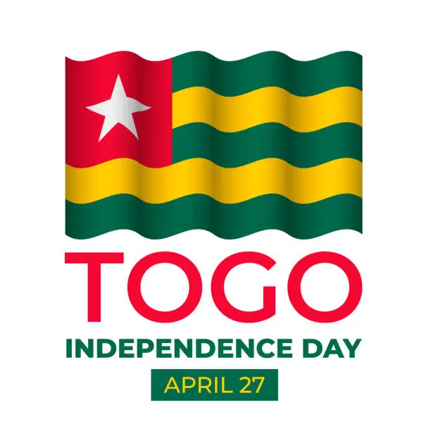 Vector illustration of Togo Independence Day typography poster. National holiday on April 27. Vector template for banner, greeting card, flyer, etc