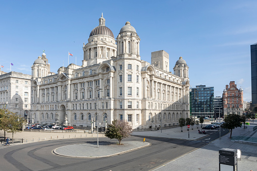 Liverpool, united kingdom May, 16, 2023 Port of Liverpool Building is a Grade II listed building. It is also part of Liverpool's formerly UNESCO designated World Heritage Maritime Mercantile City.