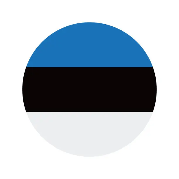 Vector illustration of Estonia flag. Button flag icon. Standard color. Round button icon. The circle icon. Computer illustration. Digital illustration. Vector illustration.