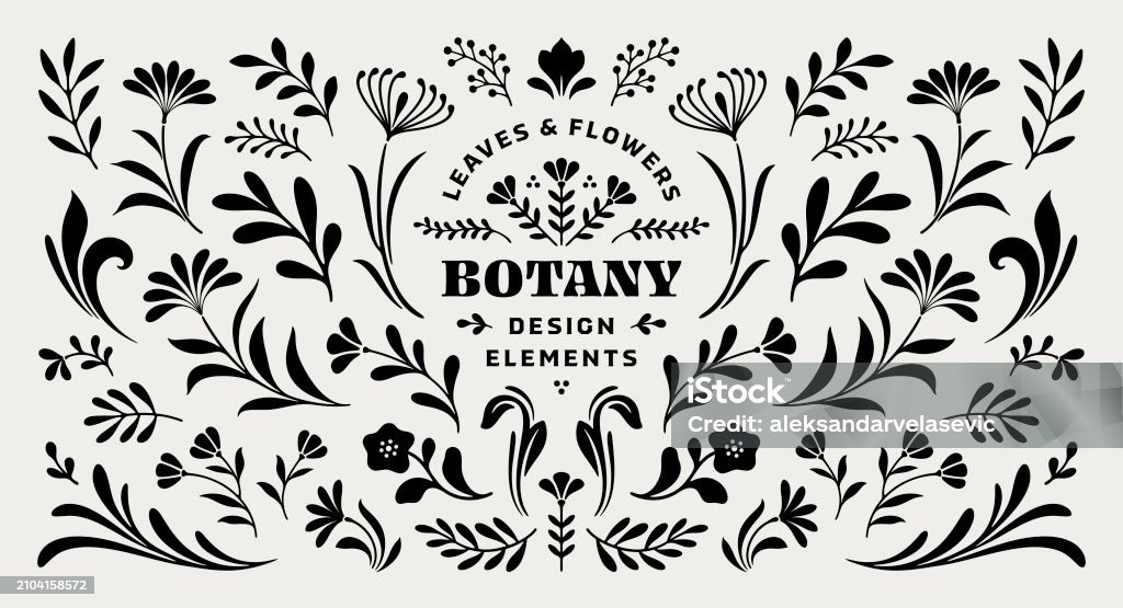 Elementos de diseño de flores y hojas - arte vectorial de Flor libre de derechos Elementos de diseño de flores y hojas - arte vectorial de Flor libre de derechos