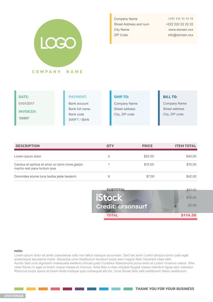 Simple Minimalistic Color Invoice Layout Design Template Stock ...