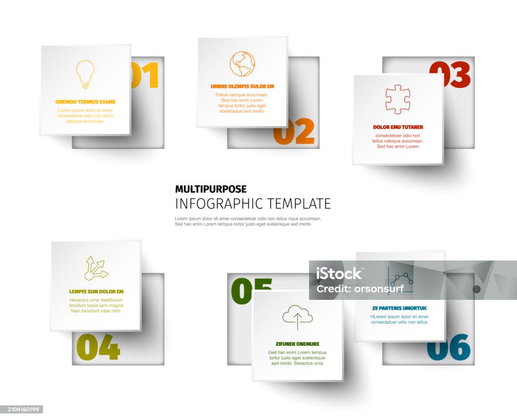 6 Steps Templete Vector Progress Six Steps Template On Light Background Stock ...