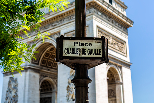 Road of Champs Elysee leading to Arc de Triomphe in Paris, France