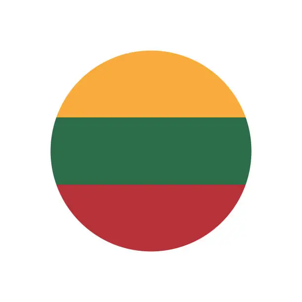 Vector illustration of Lithuania circle flag. Circle icon flag. Flag icon. Standard color. Digital illustration. Computer illustration. Vector illustration.