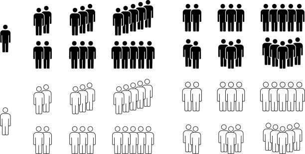 illustrazioni stock, clip art, cartoni animati e icone di tendenza di set di pittogrammi monocromatici di persone in vettore - fare-la-fila