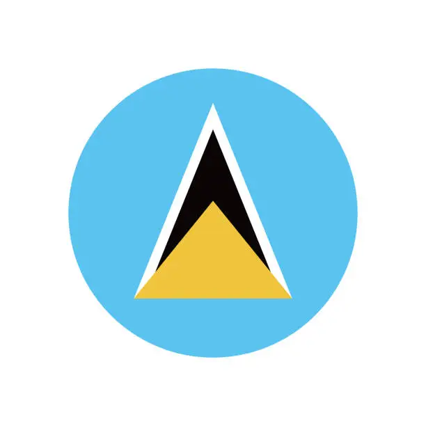 Vector illustration of Saint Lucia flag. Button flag icon. Standard color. Round button icon. The circle icon. Computer illustration. Digital illustration. Vector illustration.