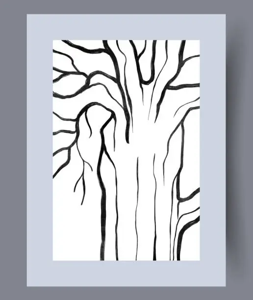 Vector illustration of Still life tree vegetal branches wall art print