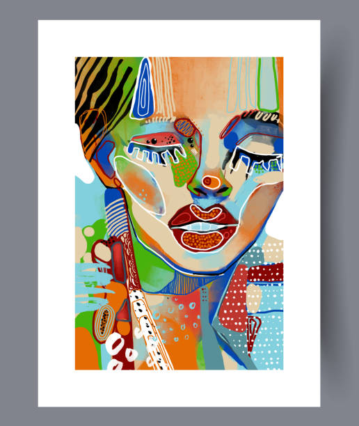 istock Portrait woman contemporary face wall art print 2104205012
