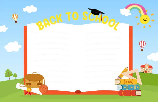 Vector illustration of Back to school background, springtime.