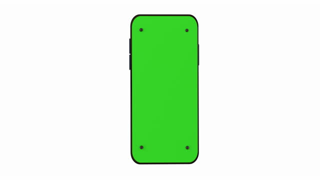 3d Animation cartoon Green screen on smart phone mock up with tracking point. Luma Alpha matte. Copyspace.