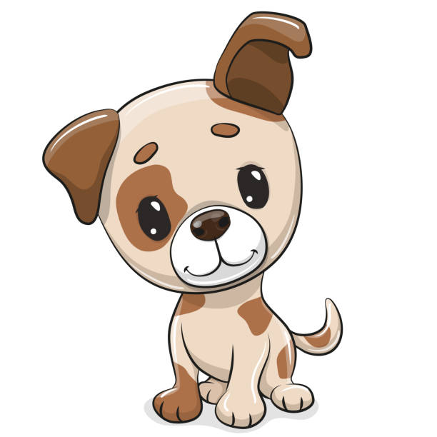 мультяшная собака на белом фоне - dog mixed breed dog puppy white background stock illustrations