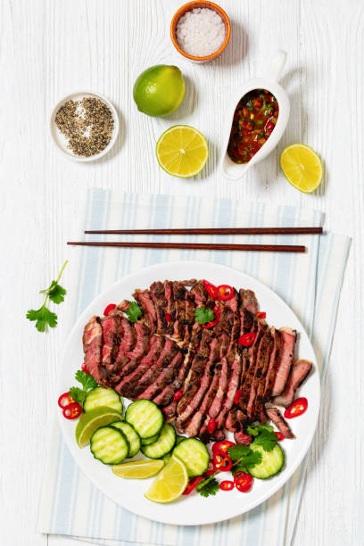 istock crying tiger, grilled and thinly sliced ribeye steak 2104266966