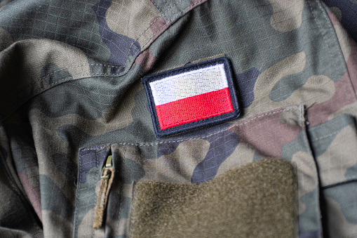 Close-up of Polish Army military camouflage uniform
